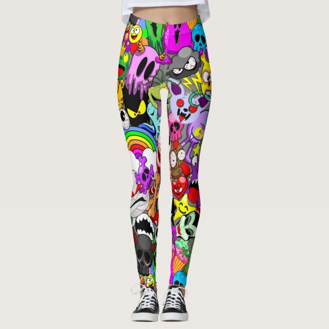 Monsters Cute Characters Halloween Pattern  Leggings (Front)