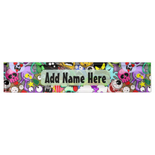 Monsters Cute Characters Halloween Pattern Nameplate