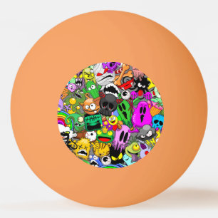 Monsters Cute Characters Halloween Pattern Ping Pong Ball