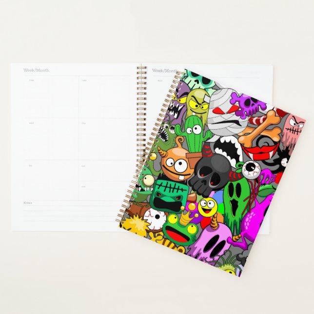 Monsters Cute Characters Halloween Pattern  Planner (Display)