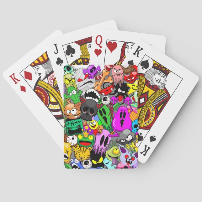 Monsters Cute Characters Halloween Pattern  Playing Cards (Back)