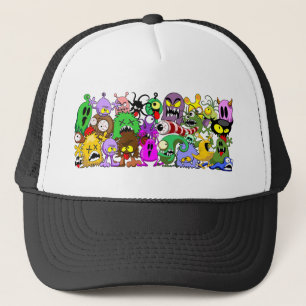 Monsters Cute Characters Halloween Pattern  Trucker Hat