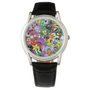 Monsters Cute Characters Halloween Pattern  Watch