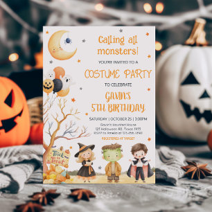 Monsters Halloween Costume Birthday Invitation
