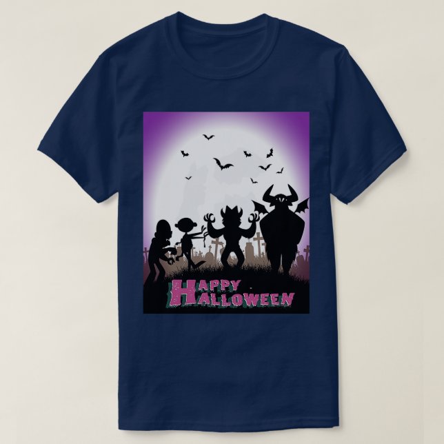 MONSTERS HAPPY HALLOWEEN T-Shirt (Design Front)