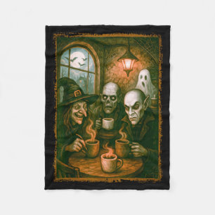 Monsters In Coffee Shop Coffee Lovers Barista Hall Fleece Blanket