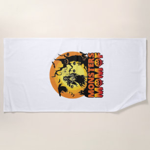 Monsters Mum Halloween Monster Ghost Skeleton Spoo Beach Towel