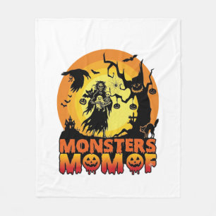 Monsters Mum Halloween Monster Ghost Skeleton Spoo Fleece Blanket