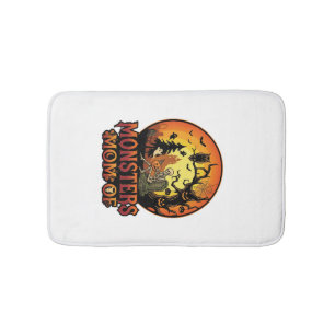 Monsters Mum Halloween Skeleton Pumpkin Owl Spooky Bath Mat