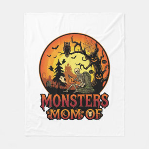 Monsters Mum Halloween Skeleton Pumpkin Owl Spooky Fleece Blanket