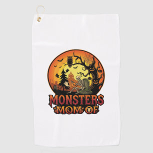 Monsters Mum Halloween Skeleton Pumpkin Owl Spooky Golf Towel