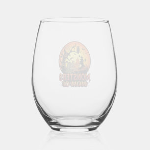 Monsters Mum Halloween Skeleton Pumpkin Owl Spooky Stemless Wine Glass