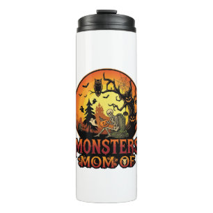 Monsters Mum Halloween Skeleton Pumpkin Owl Spooky Thermal Tumbler