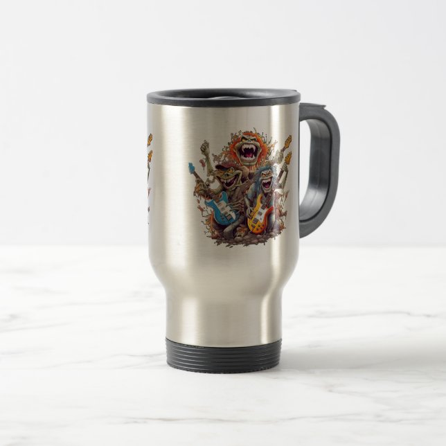 Monsters of Rock and Roll for Music enthusiasts Travel Mug (Front Right)