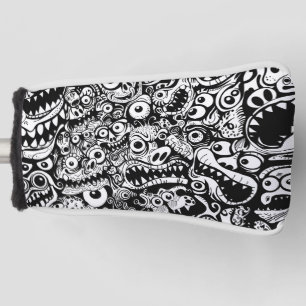 monsters pattern ugly abstract spooky scary creepy golf head cover