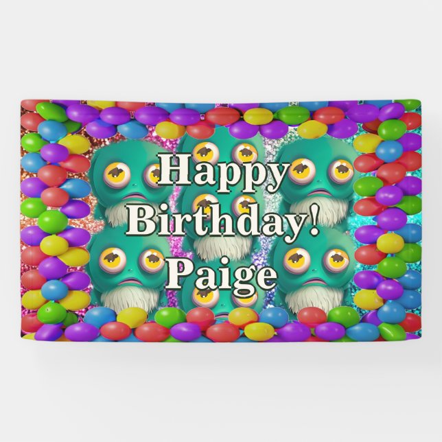 Monsters Personalised character birthday banner (Horizontal)