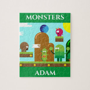 Monsters puzzle with child's name.