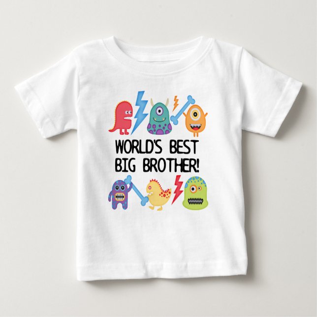 Monsters World's Best Big Brother Baby T-Shirt (Front)