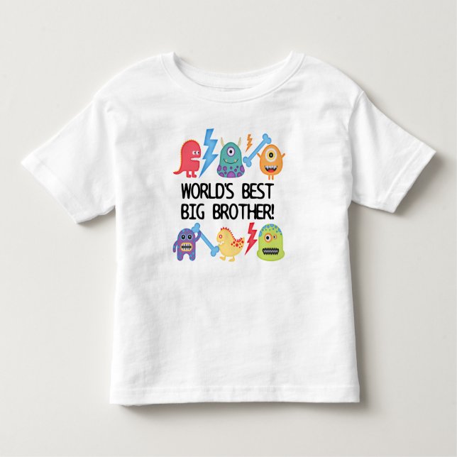 Monsters World's Best Big Brother Toddler T-Shirt (Front)