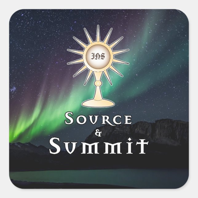 Monstrance Source & Summit Aurora Borealis  Square Sticker (Front)