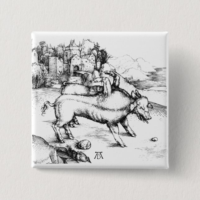 Monstrous Pig 15 Cm Square Badge (Front)