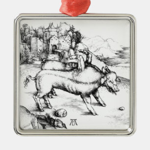 Monstrous Pig Metal Ornament