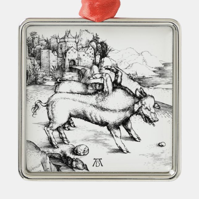 Monstrous Pig Metal Ornament (Front)