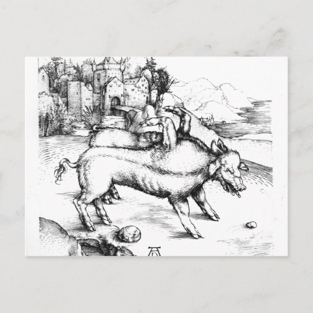 Monstrous Pig Postcard (Front)