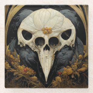 Monstrous Raven Horror Goth Gothic Glass Coaster