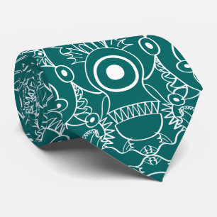 Monstrous sea creatures posing in a pattern tie