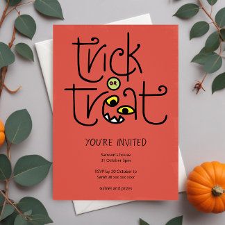 Monstrous trick-or-treat invitation - orange
