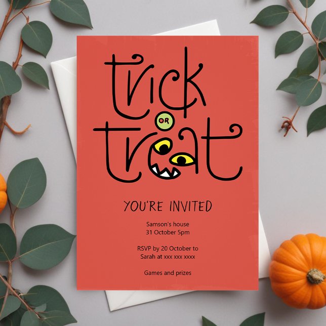 Monstrous trick-or-treat invitation - orange (Creator Uploaded)