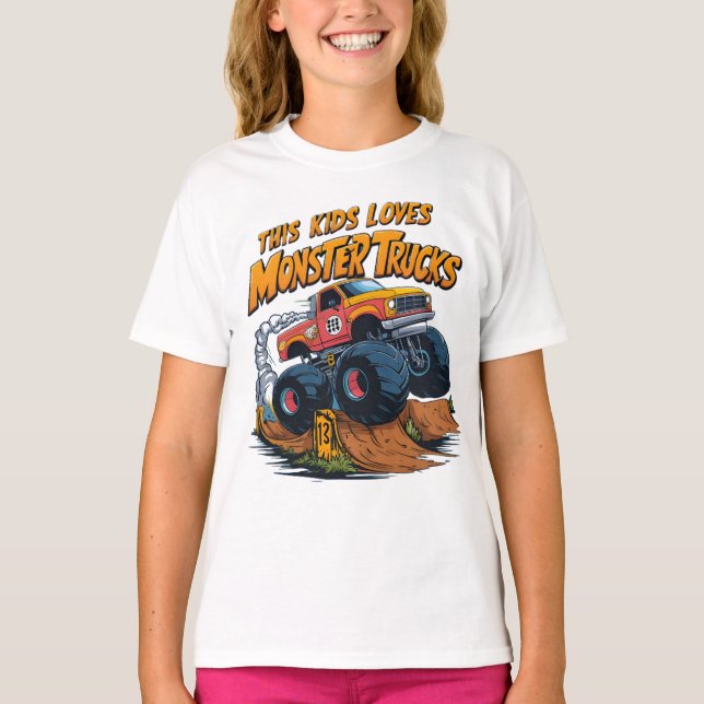 Monstrous Truck Conquers Dirt Pile T-Shirt (Front)