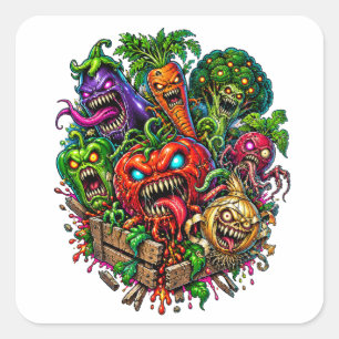 Monstrous Vegetable Garden Funny Horror Square Sticker