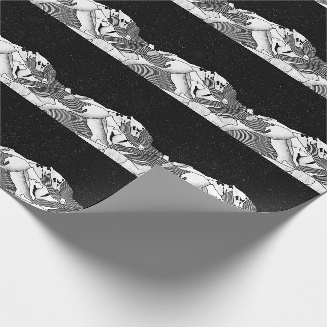 Mont Blanc black and white mountain Wrapping Paper (Corner)