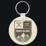 Mont Blanc French Alps Chamonix France  Key Ring<br><div class="desc">Mont Blanc Ski Badge Design with elevation and location details.</div>
