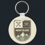 Mont Blanc French Alps Chamonix France  Key Ring<br><div class="desc">Mont Blanc Ski Badge Design with elevation and location details.</div>