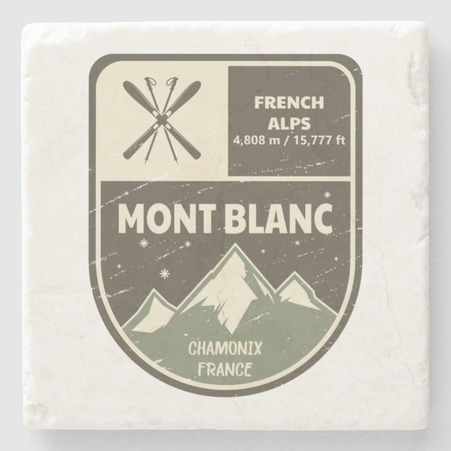 Mont Blanc French Alps Chamonix France  Stone Coaster (Front)