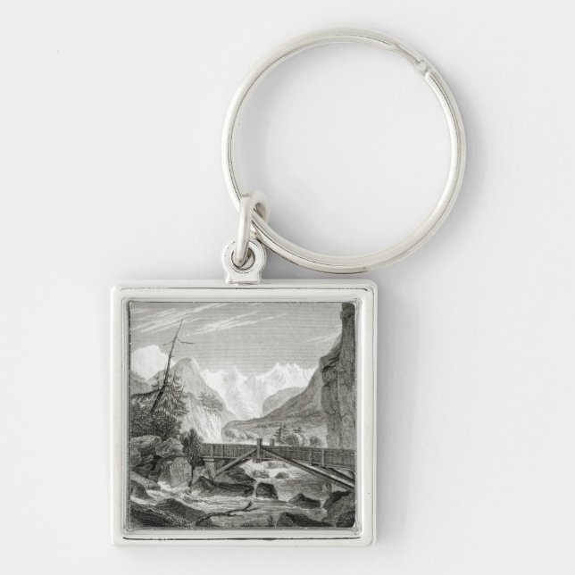 Mont Blanc from the Baths of St. Didier Key Ring (Front)