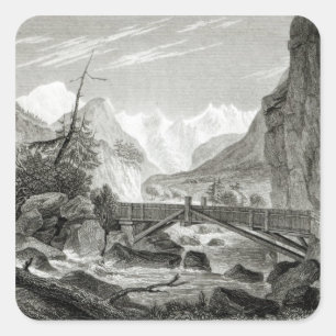 Mont Blanc from the Baths of St. Didier Square Sticker
