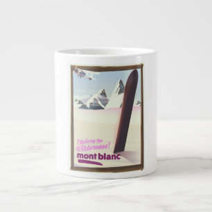 mont blanc Snowboarding travel poster. Large Coffee Mug