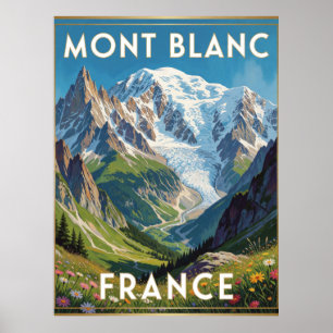 Mont Blanc Snowy Peaks France Mountain View   Poster