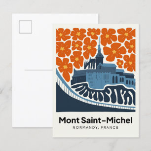 Mont Saint Michel France abstract travel floral Postcard