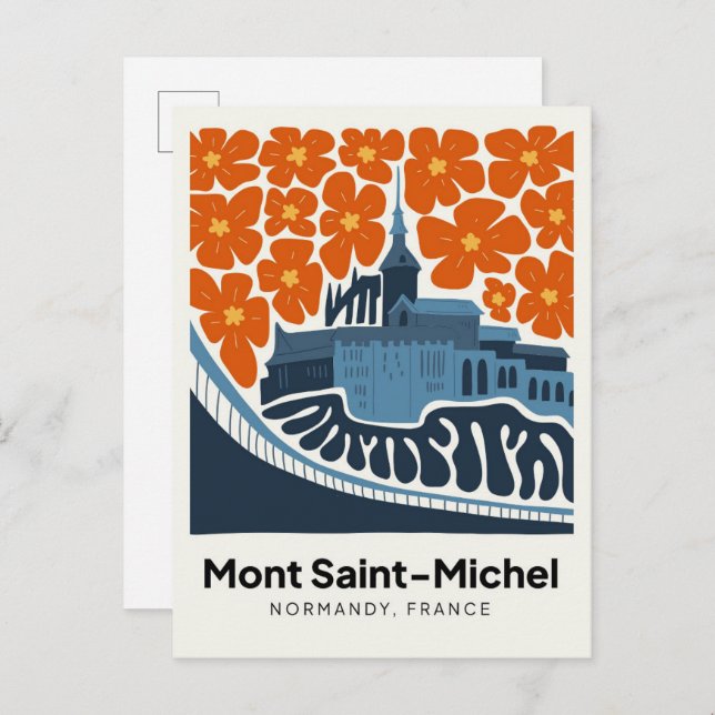Mont Saint Michel France abstract travel floral Postcard (Front/Back)