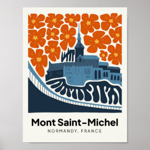 Mont Saint Michel France abstract travel floral Poster