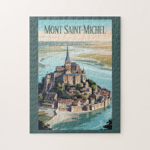 Mont-Saint-Michel France Illustration Travel Art Jigsaw Puzzle