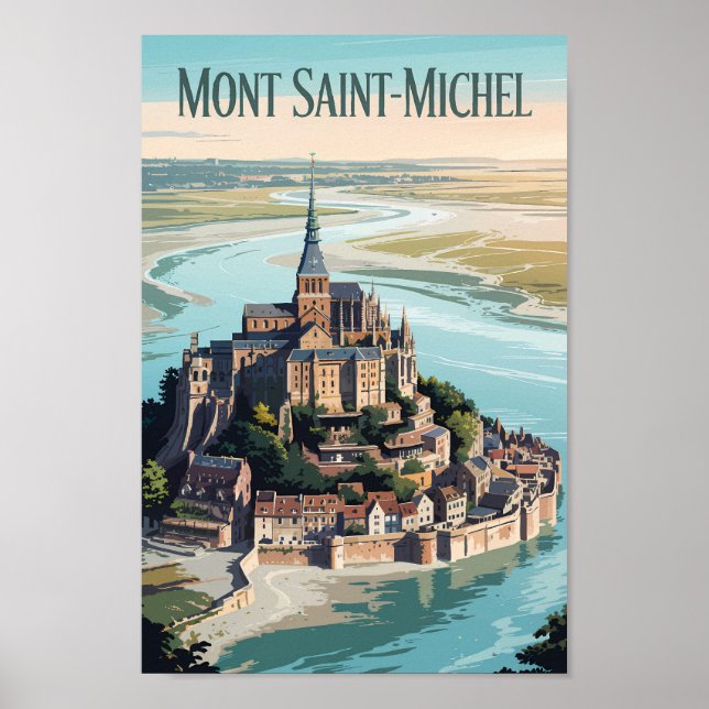 Mont-Saint-Michel France Illustration Travel Art Poster (Front)