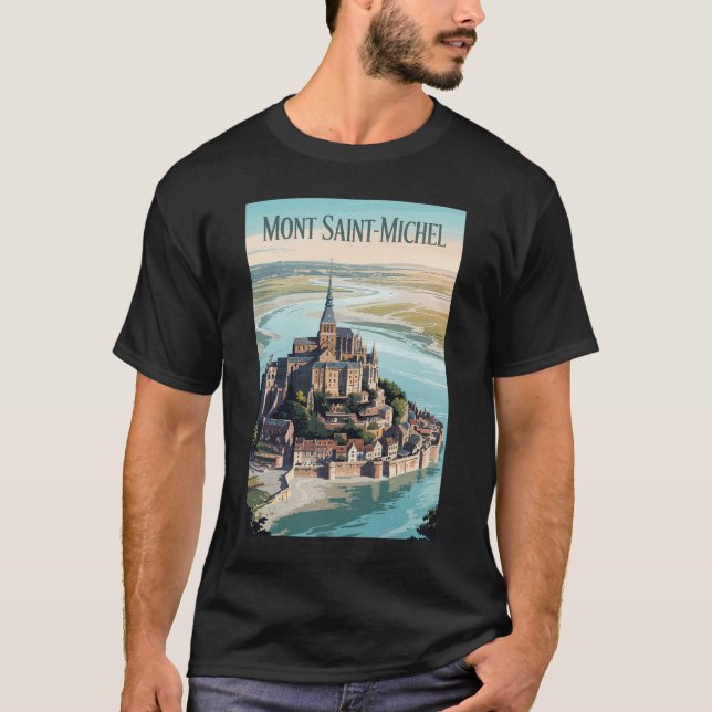Mont-Saint-Michel France Illustration Travel Art T-Shirt (Front)