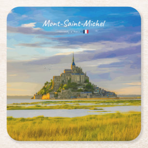 Mont-Saint-Michel, France - Mediaeval Abbey Square Paper Coaster