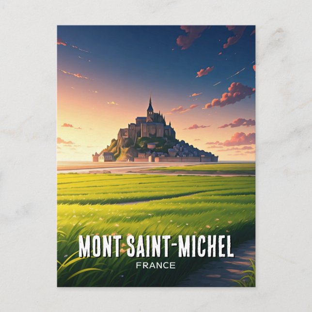 Mont Saint-Michel Sunset Postcard (Front)